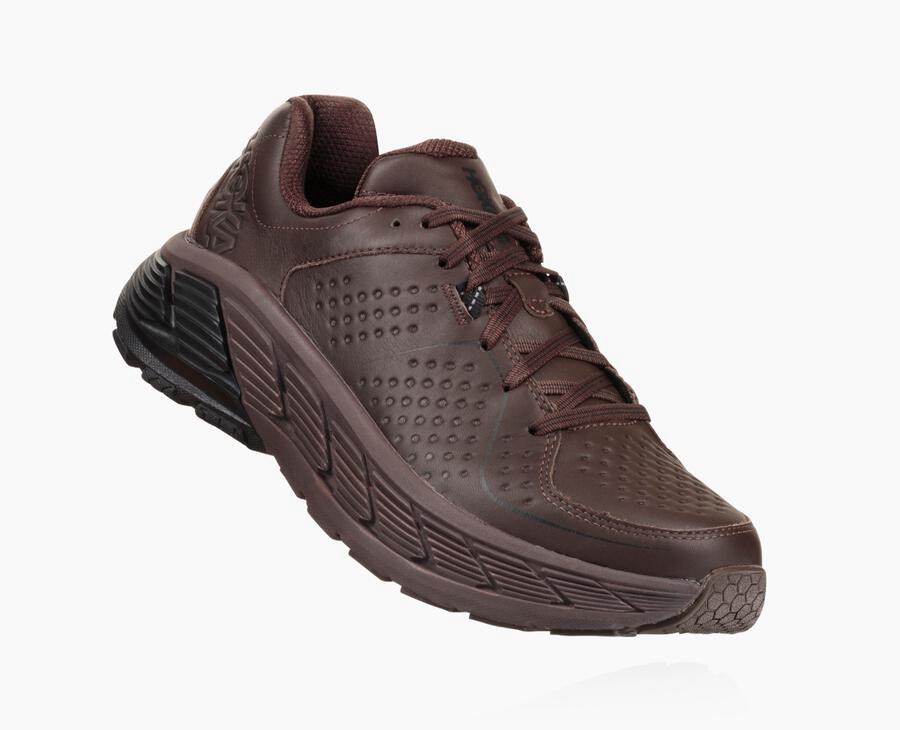 Hoka One One Mens Running Shoes - Gaviota Leather - Brown - VITY54789
